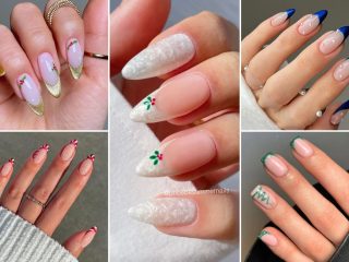 72 modele unghii de Crăciun French elegante, simple și în tendințe