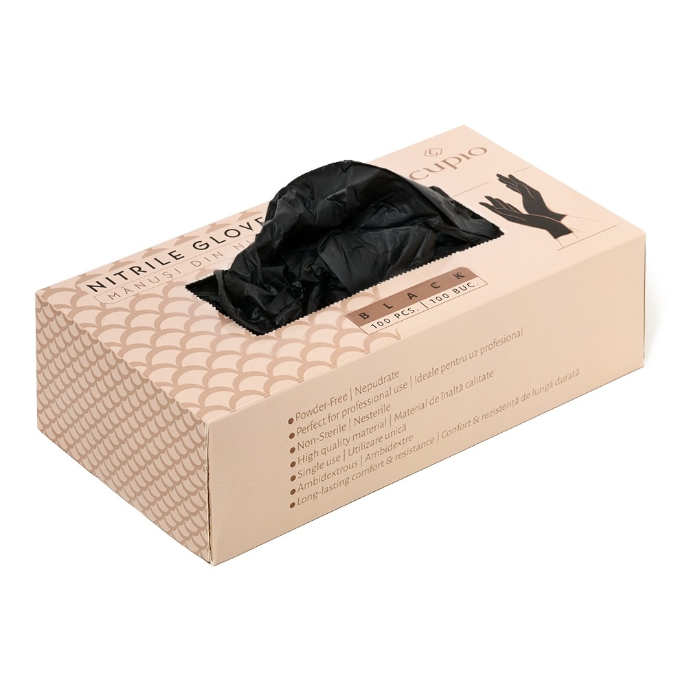 Manusi nitril nepudrate Cupio Black - set 100 - M
