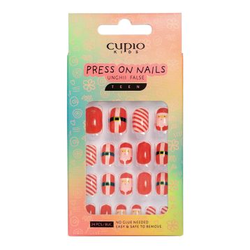 Set unghii false pentru copii Cupio Kids TEEN - Santa Claus and Sweets