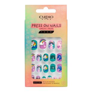 Set unghii false pentru copii Cupio Kids TEEN - Colorful Rainbow