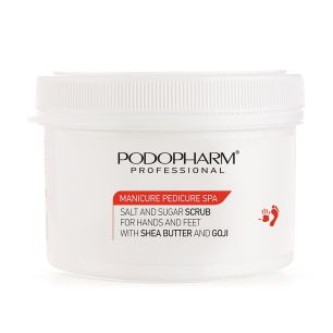 Scrub sare-zahar maini/picioare cu unt de shea si goji - PODOPHARM 600g